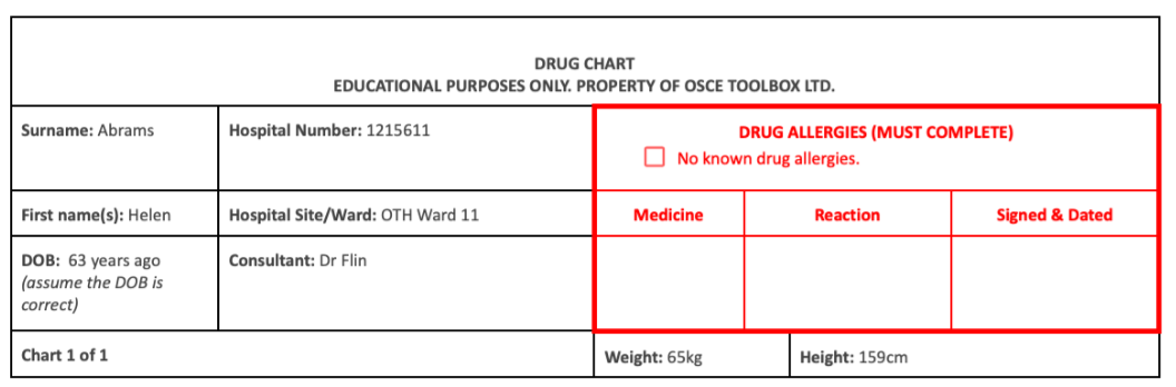 A prescription form with red text

Description automatically generated