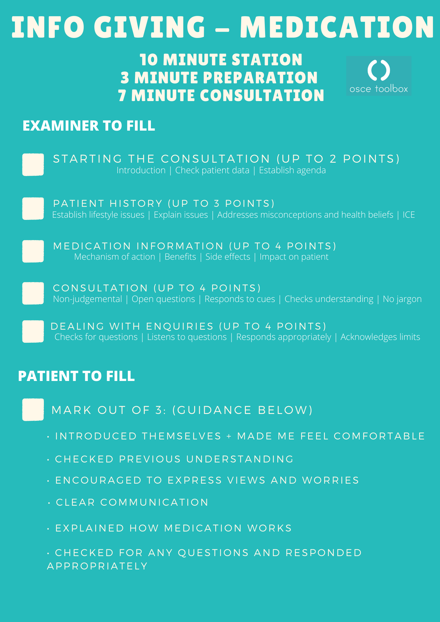 Information giving medication 2 OSCE Toolbox